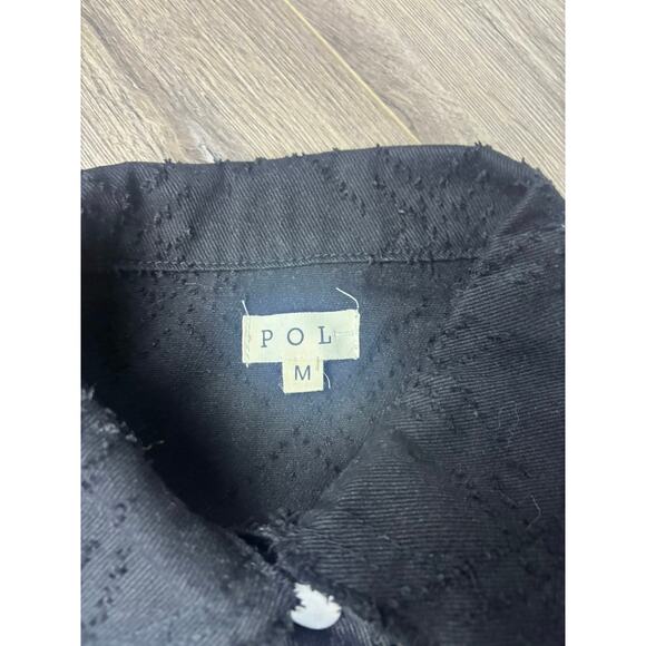 POL Boho Lace Patchwork Embroidered Jacket Black Button Front Medium - Picture 7 of 8